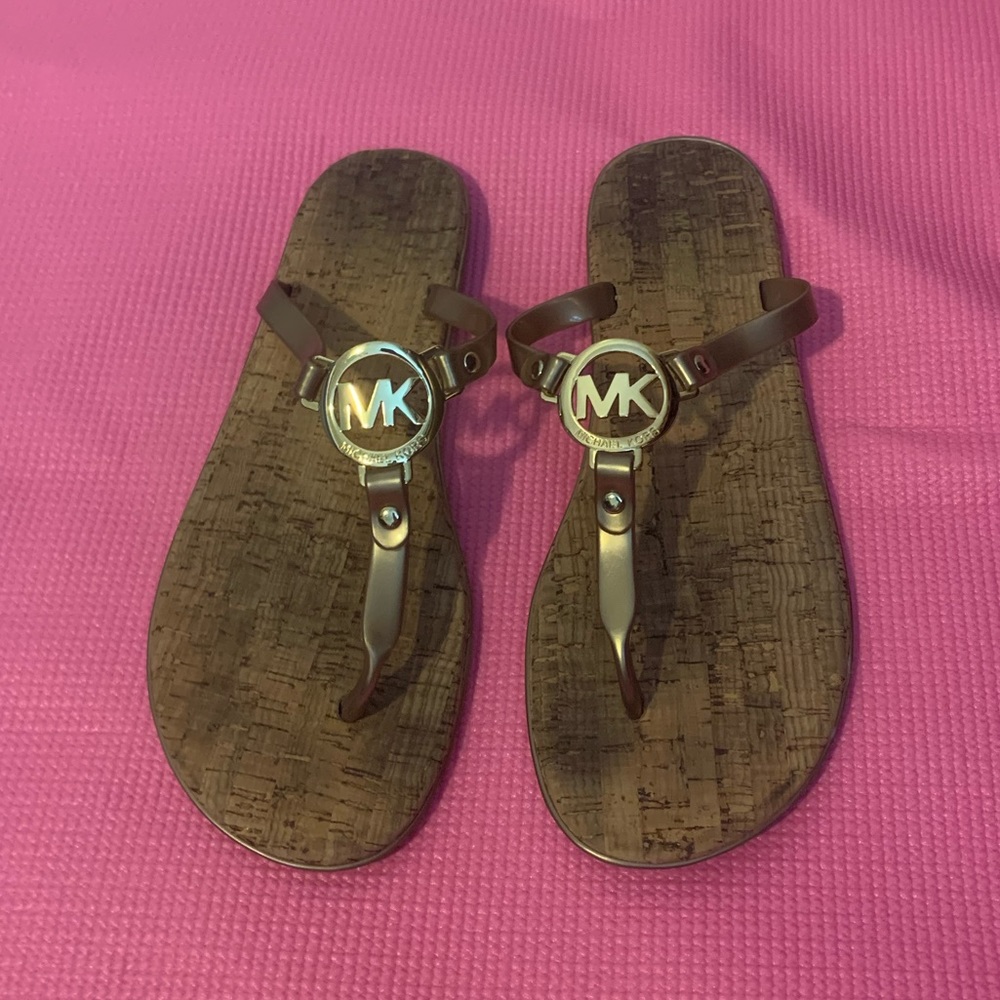MICHAEL KORS cork MK charm sandal size 9